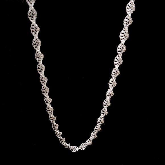 Shiny 22" Sterling Silver Singapore Rope Chain Stamped 925 ITALY, 5 mm Thick - Picture 6 of 8